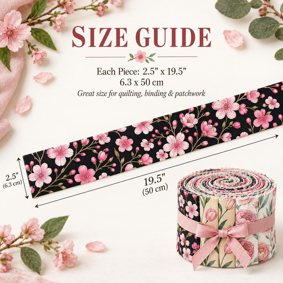 10pcs Vintage Floral Pattern Jelly Roll Fabric Strips 2.5X19.7inch Pre-Cut 100% Polyester For Patchwork Quilts, Table Runners, Placemats, Tote Bags, Storage Pouches, Makeup Bags, Coasters, Quilt Blocks & Binding