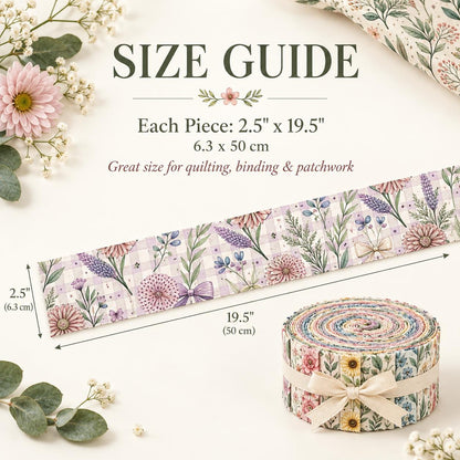 10pcs Vintage Floral Pattern Jelly Roll Fabric Strips 2.5X19.7inch Pre-Cut 100% Polyester For Patchwork Quilts, Table Runners, Placemats, Tote Bags, Storage Pouches, Makeup Bags, Coasters, Quilt Blocks & Binding