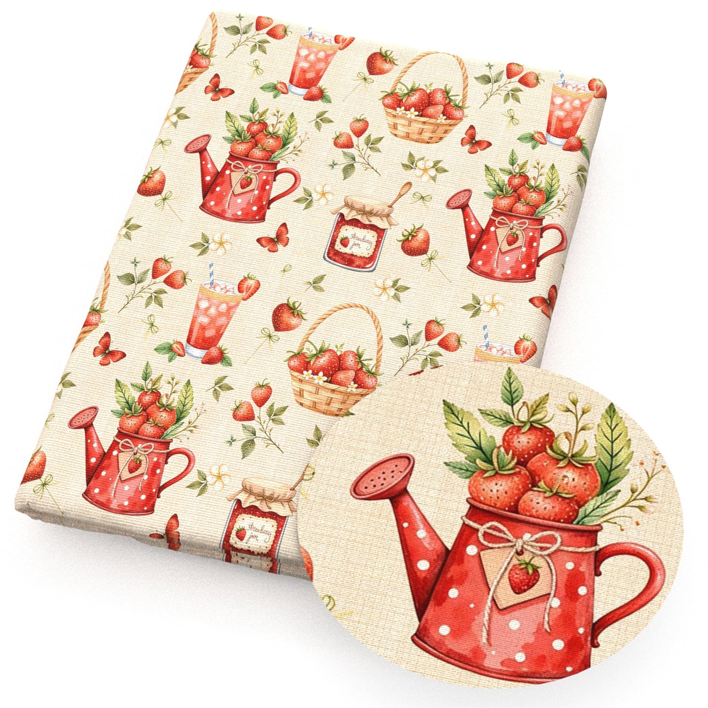 strawberry drinks juice flowerfloral plaid grid fabric