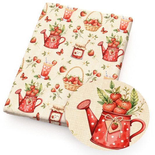 strawberry drinks juice flowerfloral plaid grid fabric