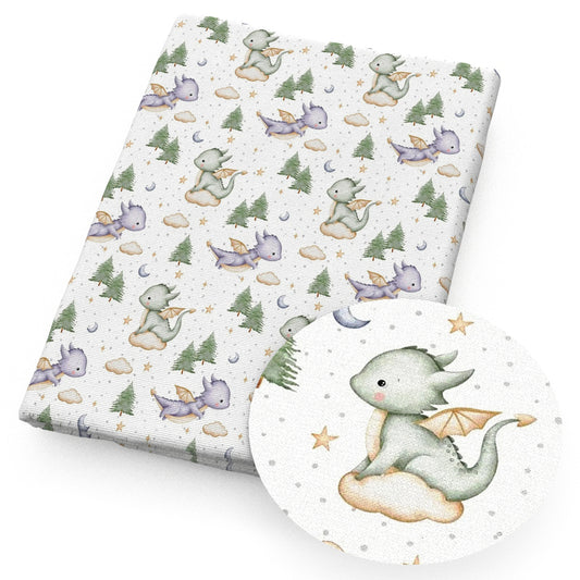 leaf leaves tree star starfish dinosaurs dino fabric
