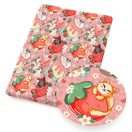 strawberry cake cupcake ice creampopsicle cat fabric