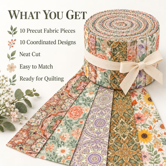 10pcs Vintage Floral Pattern Jelly Roll Fabric Strips 2.5X19.7inch Pre-Cut 100% Polyester For Patchwork Quilts, Table Runners, Placemats, Tote Bags, Storage Pouches, Makeup Bags, Coasters, Quilt Blocks & Binding