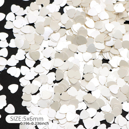 10g Pack White Color Series Heart Sequins, Valentine's Day Plastic DIY Bead Jewelry, Nail Art Filler, Professional Manicure Supplies, Holiday Nail Design Accessories