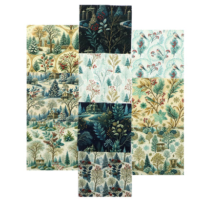 10Pc/Set Christmas Series Bird Leaves Fat Quarter Fabric, Pre-Cut Square Fabric Assort, Fabric Set, Craft Fabric, Handmade DIY Patchwork Fabric,Home Quilting Sewing Fabric, Packaging Fabric, Scrapbooking Craft Hobbyist