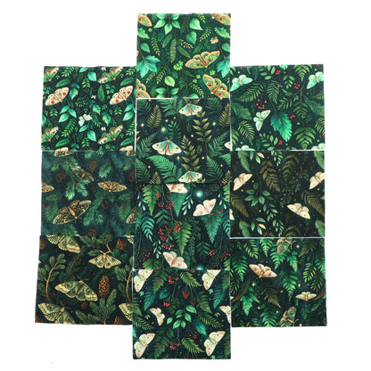 10pcs Charm Pack Set Green Holly Christmas Pattern Vintage Style Pattern Handmade DIY with Rich Color and Texture Elements 100% Polyester Patchwork in 10 Design Styles Suitable for Patchwork DIY Craft Projects DIY Wallet Making Gift Giving Bag Making Moth