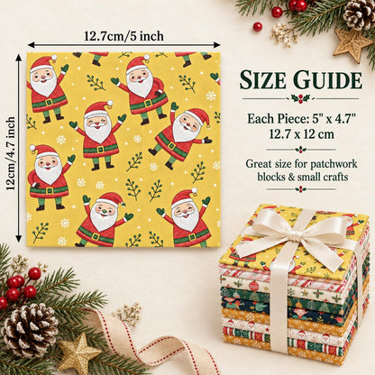 10Pc/Set Christmas Series Santa Claus Star Holly Gift Fat Quarter Fabric, Pre-Cut Square Fabric Assort, Fabric Set, Craft Fabric, Handmade DIY Patchwork Fabric,Home Quilting Sewing Fabric, Packaging Fabric, Scrapbooking Craft Hobbyist