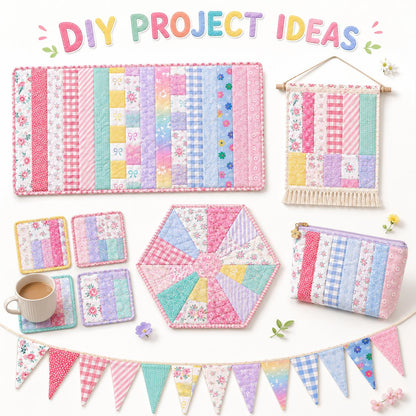 20pcs Vintage Floral Plaid Jelly Roll Sliced Fabric Strips 2.5X19.7inch Pre-cut Fresh and Delicate Printed Multi-Color 100% Polyester for DIY Handmade Patchwork, Table Runners, Placemats, Tote Bags, Storage Pouches, Makeup Bags, Coasters, Quilt Blocks