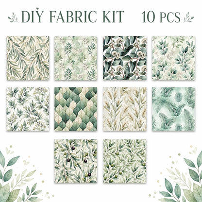 10Pc/Set Blue Leaves Series Fat Quarter Fabric, Pre-Cut Square Fabric Assort, Fabric Set, Craft Fabric, Handmade DIY Patchwork Fabric,Home Quilting Sewing Fabric, Packaging Fabric, Scrapbooking Craft Hobbyist