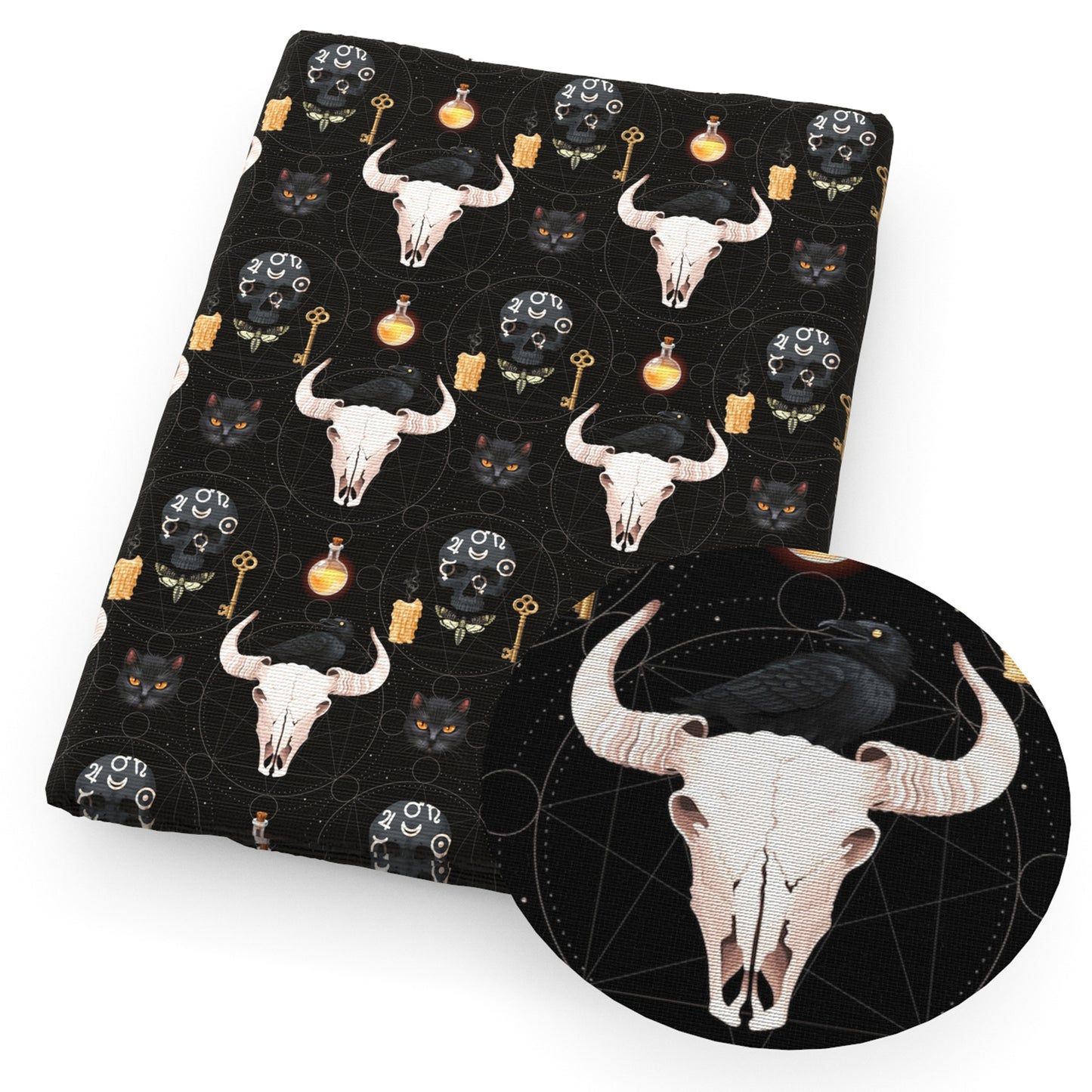 skull ghost skeleton bones halloween fabric
