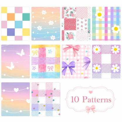 10Pc/Set, Making 10 Images 1pc Each, Each Size: 6.3*50cm Plaid Grid Floral Pink Series Sliced Fabric Set Style Combination, Polyester Jelly Roll Fabric Strips, Pre-Cut Quilting Squares, For Quilting DIY, Handicrafts And Sewing, Blankets, Rugs