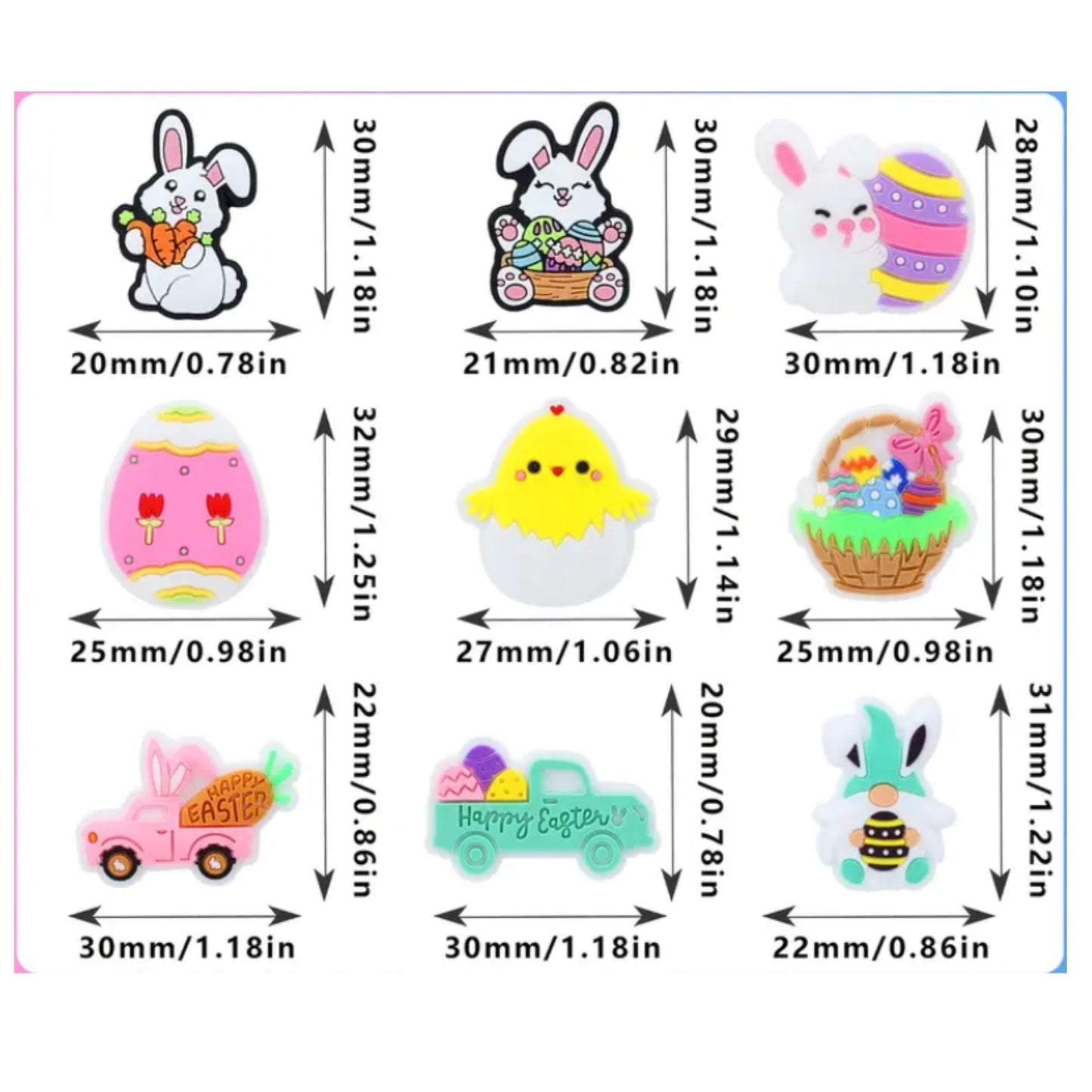 1PC Chicken Gnome Rabbit Bunny Easter Silicone Beads for Jewelry Making, DIY Beading, Key Bag Chain, Bracelet, Necklace, Beaded Pen Decors, and Home Decoration Accessories