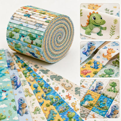 10pcs Vintage Dinosaur Pattern Purple Jelly Roll Fabric Strips 2.5X19.7inch Pre-cut 100% Polyester for Patchwork Quilts, Table Runners, Placemats, Tote Bags, Storage Pouches, Makeup Bags, Coasters, Quilt Blocks & Binding