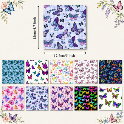 10Pc/Set Flower Butterfly Series Fat Quarter Fabric, Pre-Cut Square Fabric Assort, Fabric Set, Craft Fabric, Handmade DIY Patchwork Fabric,Home Quilting Sewing Fabric, Packaging Fabric, Scrapbooking Craft Hobbyist