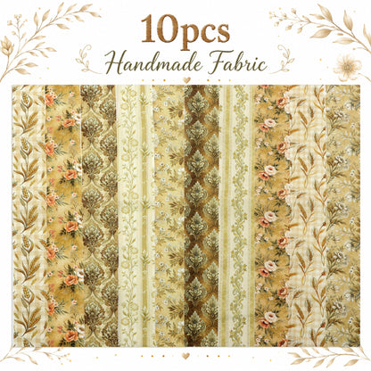 10pcs Vintage Floral Ear Of Wheat Autumn Pattern Jelly Roll Fabric Strips 2.5X19.7inch Pre-Cut 100% Polyester For Patchwork Quilts, Table Runners, Placemats, Tote Bags, Storage Pouches, Makeup Bags, Coasters, Quilt Blocks & Binding