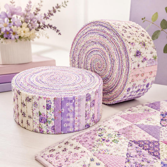 10pcs Vintage Floral Purple Pattern Jelly Roll Fabric Strips 2.5X19.7inch Pre-cut 100% Polyester for Patchwork Quilts, Table Runners, Placemats, Tote Bags, Storage Pouches, Makeup Bags, Coasters, Quilt Blocks & Binding Multi-color
