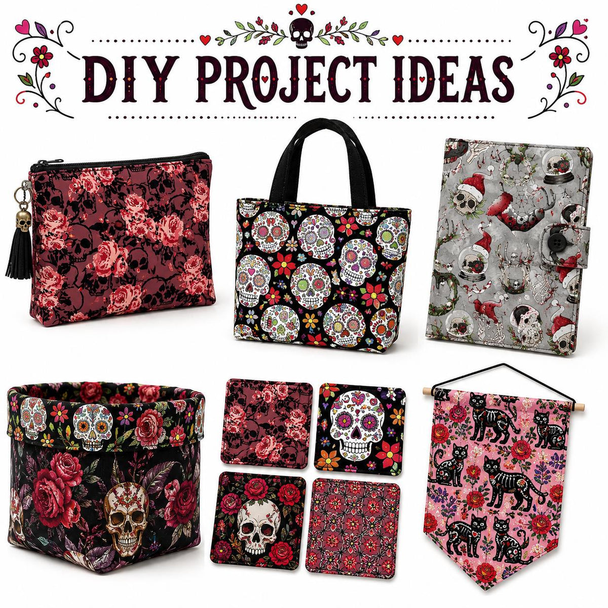 10Pc/Set Halloween Series Spider Skull Rose Cat Fat Quarter Fabric, Pre-Cut Square Fabric Assort, Fabric Set, Craft Fabric, Handmade DIY Patchwork Fabric,Home Quilting Sewing Fabric, Packaging Fabric, Scrapbooking Craft