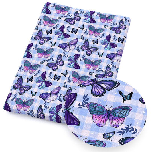 butterfly plaid grid leaf leaves tree fabric