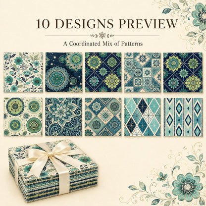 10Pc/Set Plaid Flower Green Series Fat Quarter Fabric, Pre-Cut Square Fabric Assort, Fabric Set, Craft Fabric, Handmade DIY Patchwork Fabric,Home Quilting Sewing Fabric, Packaging Fabric, Scrapbooking Craft Hobbyist
