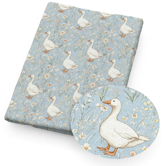 duck flowerfloral blue green series fabric