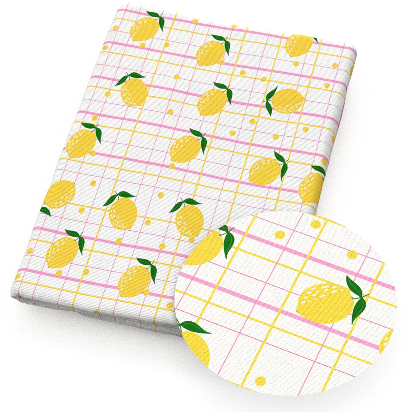 lemon dots spot fruit plaid grid fabric