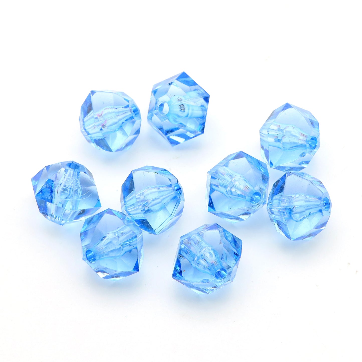 20Pcs Acrylic Transparent Hexagonal Beads Imitation Crystal Beads Loose Beads Diy Handmade Beaded Mobile Phone Chain Bracelet Necklace Making Jewelry Accessories