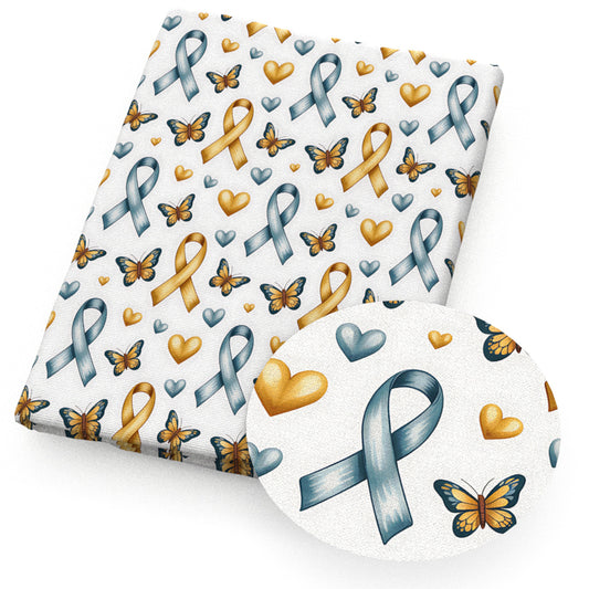 heart love butterfly breast cancer fabric