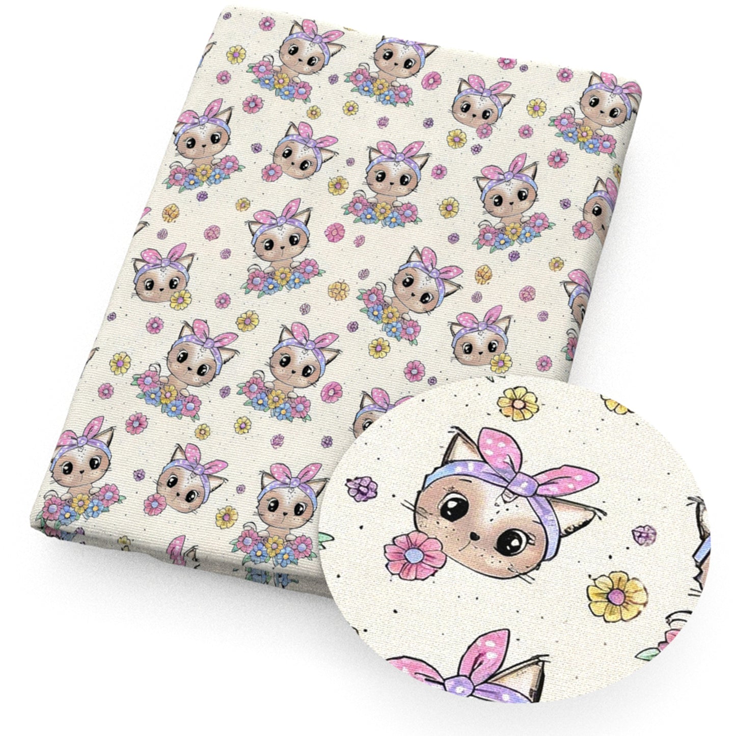 cat flowerfloral bowknotbows fabric