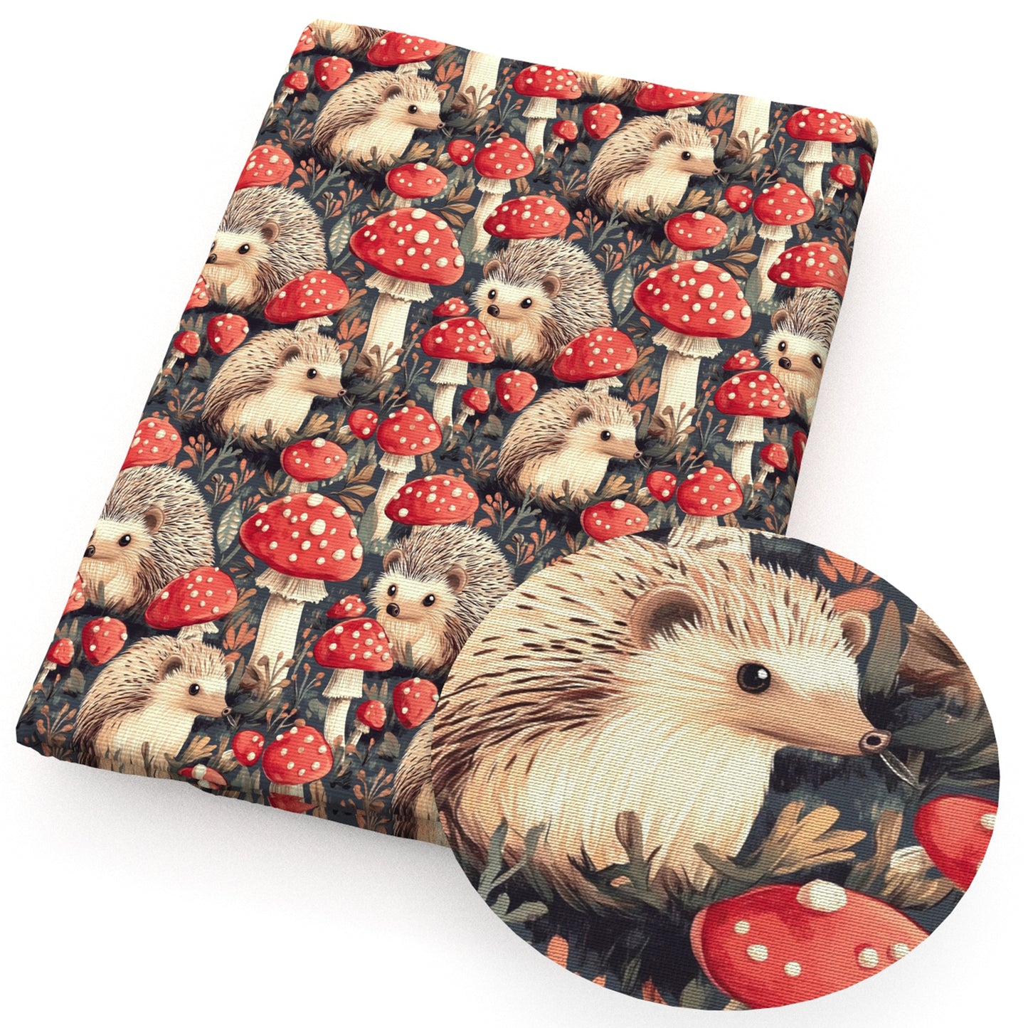 hedgehog mushroom fabric