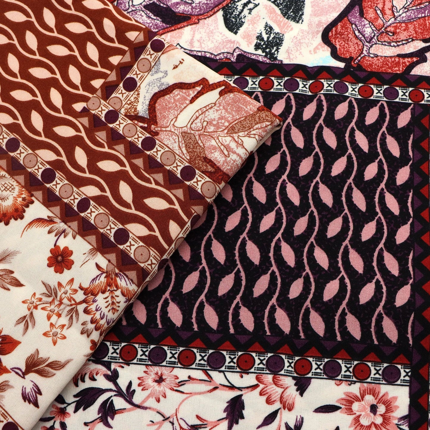 1Pc Geometric Patterns flower leaf Ethnic Style 100%polyester Fabric - 59x19.68inch(150x50cm) Pre-cut Fabric,Perfect for DIY Sewing,Bags,Party Decor, Tablecloths, Gift Wrapping,Cushions & Furniture Covers