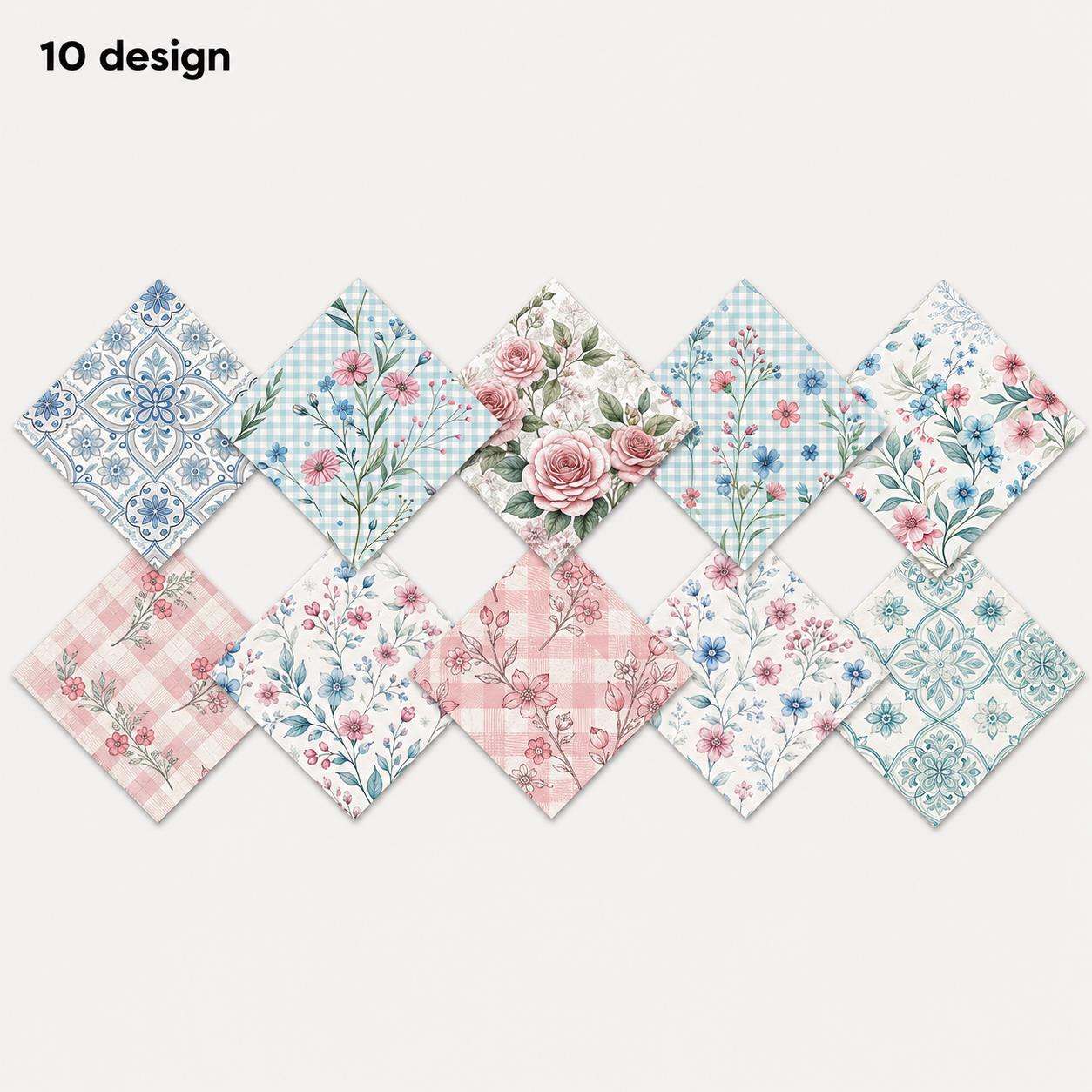 10Pc/Set Plaid Flower Series Fat Quarter Fabric, Pre-Cut Square Fabric Assort, Fabric Set, Craft Fabric, Handmade DIY Patchwork Fabric,Home Quilting Sewing Fabric, Packaging Fabric, Scrapbooking Craft Hobbyist