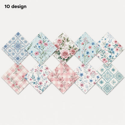 10Pc/Set Plaid Flower Series Fat Quarter Fabric, Pre-Cut Square Fabric Assort, Fabric Set, Craft Fabric, Handmade DIY Patchwork Fabric,Home Quilting Sewing Fabric, Packaging Fabric, Scrapbooking Craft Hobbyist