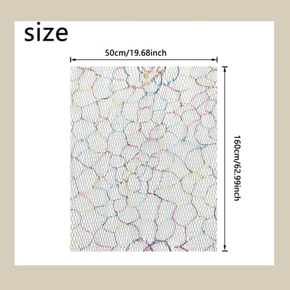 1pcs 19.68*62.99in colored flower patten Mesh Gauze Fabric - 100% Polyester Mesh  Ideal for DIY Bows, Backdrops,  Bags, Sofa Covers, Curtains, and Crafts, Hand Wash Only, Sewing Supplies for Crafting