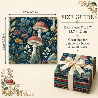 10Pc/Set Mushroom Series Flower Fat Quarter Fabric, Pre-Cut Square Fabric Assort, Fabric Set, Craft Fabric, Handmade DIY Patchwork Fabric,Home Quilting Sewing Fabric, Packaging Fabric, Scrapbooking Craft Hobbyist