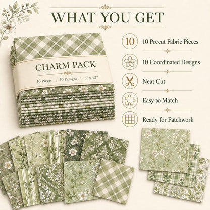 10pcS Charm Pack Set Plaid Floral Pattern VIntage Style Handmade DIY With Rich Color and Texture Elements 100% Polyester Patchwork in 10 Design Styles Suitable For Patchwork DIY Craft Projects DIY Wallet Making Gift Giving Bag Making Mother's Day Gift