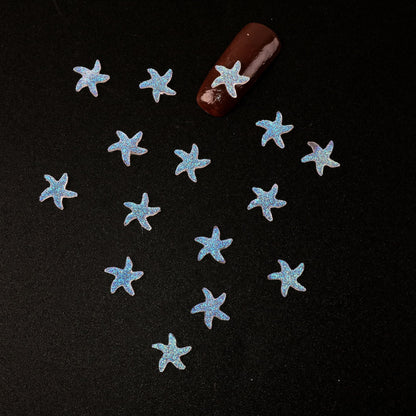 20pcs Glitter Starfish Nail Charms - Transparent Acrylic Beads, Flatback Skeleton Cabochons for DIY Nail Art & Craft Decorations
