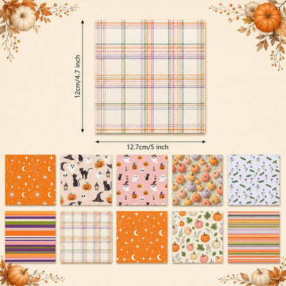 10pcs Charm Pack Set Star Moon Pumpkin Pattern Vintage Style Handmade DIY with Rich Color and Texture Elements 100% Polyester Patchwork in 10 Design Styles Suitable for Patchwork DIY Craft Projects DIY Wallet Making Gift Giving Bag Making Mother's Day Gif