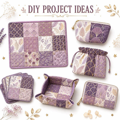 10Pc/Set Purple Series Stripe Leaves Spider Web Fat Quarter Fabric, Pre-Cut Square Fabric Assort, Fabric Set, Craft Fabric, Handmade DIY Patchwork Fabric,Home Quilting Sewing Fabric, Packaging Fabric, Scrapbooking Craft Hobbyist