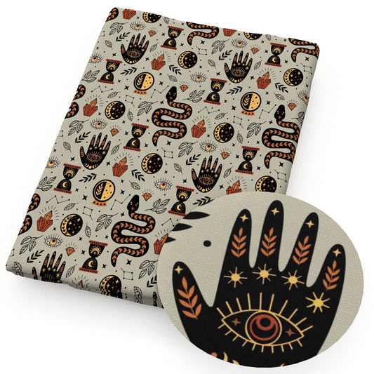 moon leaf leaves tree crystal star starfish handpalm snake pattern fabric