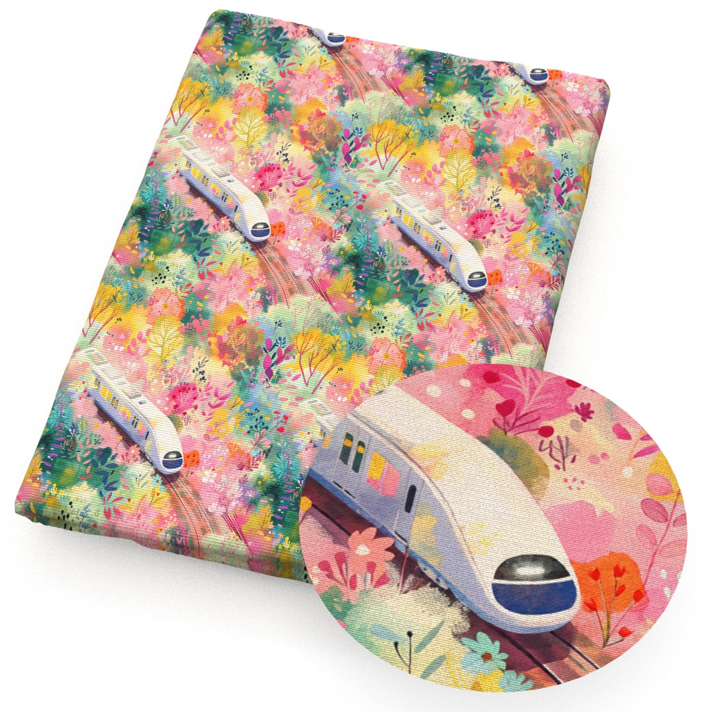 flowerfloral the train rainbow color fabric