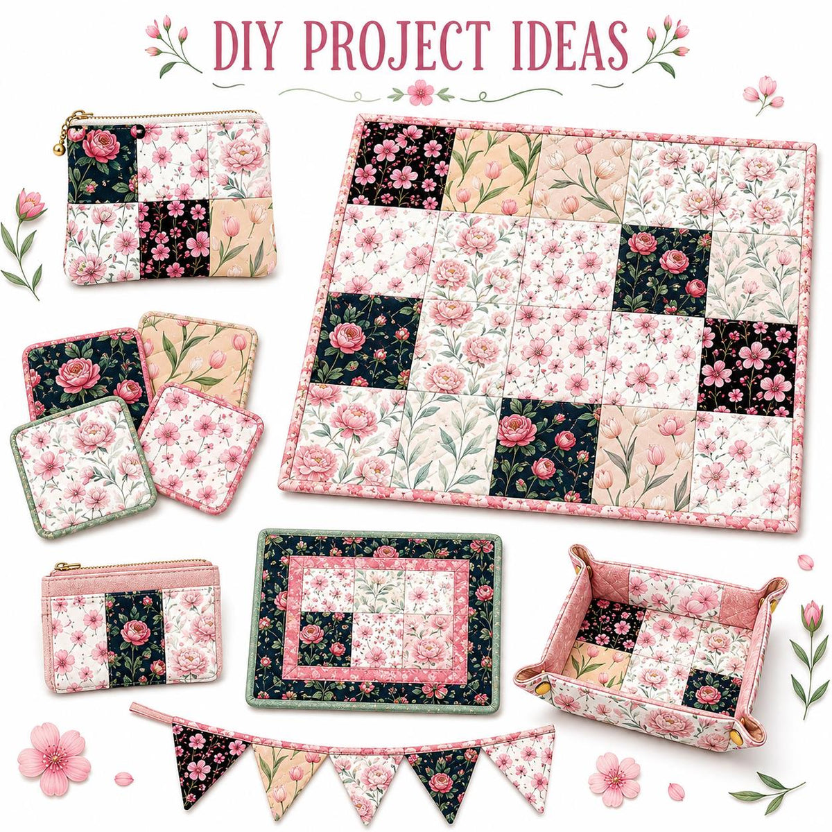 10Pc/Set Flower Series Fat Quarter Fabric, Pre-Cut Square Fabric Assort, Fabric Set, Craft Fabric, Handmade DIY Patchwork Fabric,Home Quilting Sewing Fabric, Packaging Fabric, Scrapbooking Craft Hobbyist