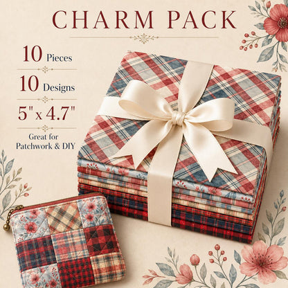 10Pc/Set Christmas Plaid Series Flower Fat Quarter Fabric, Pre-Cut Square Fabric Assort, Fabric Set, Craft Fabric, Handmade DIY Patchwork Fabric,Home Quilting Sewing Fabric, Packaging Fabric, Scrapbooking Craft Hobbyist