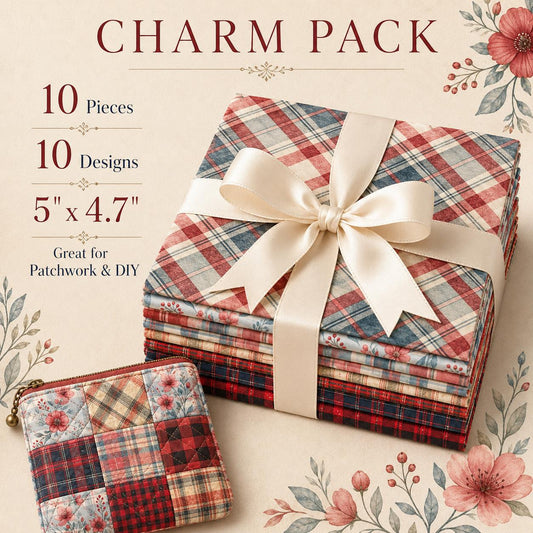 10Pc/Set Christmas Plaid Series Flower Fat Quarter Fabric, Pre-Cut Square Fabric Assort, Fabric Set, Craft Fabric, Handmade DIY Patchwork Fabric,Home Quilting Sewing Fabric, Packaging Fabric, Scrapbooking Craft Hobbyist