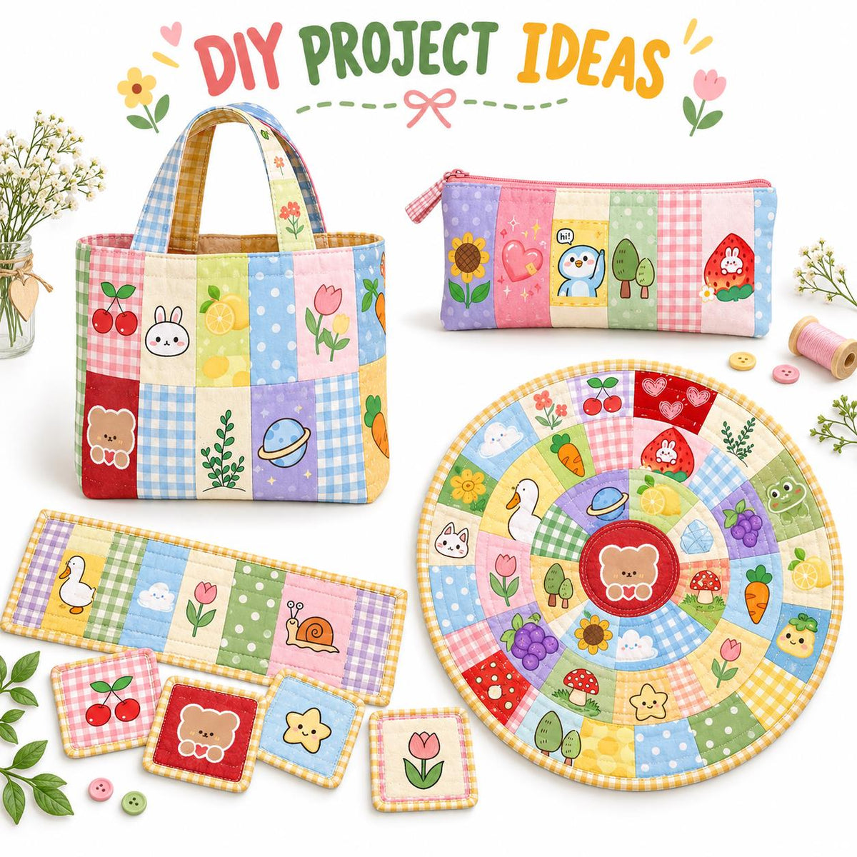 10Pc/Set, Making 10 Images 1pc Each, Each Size: 6.3*50cm Duck Animal Series Sliced Fabric Set Style Combination, Polyester Jelly Roll Fabric Strips, Pre-Cut Quilting Squares, For Quilting DIY, Handicrafts And Sewing, Blankets, Rugs, Interior Decoration, H