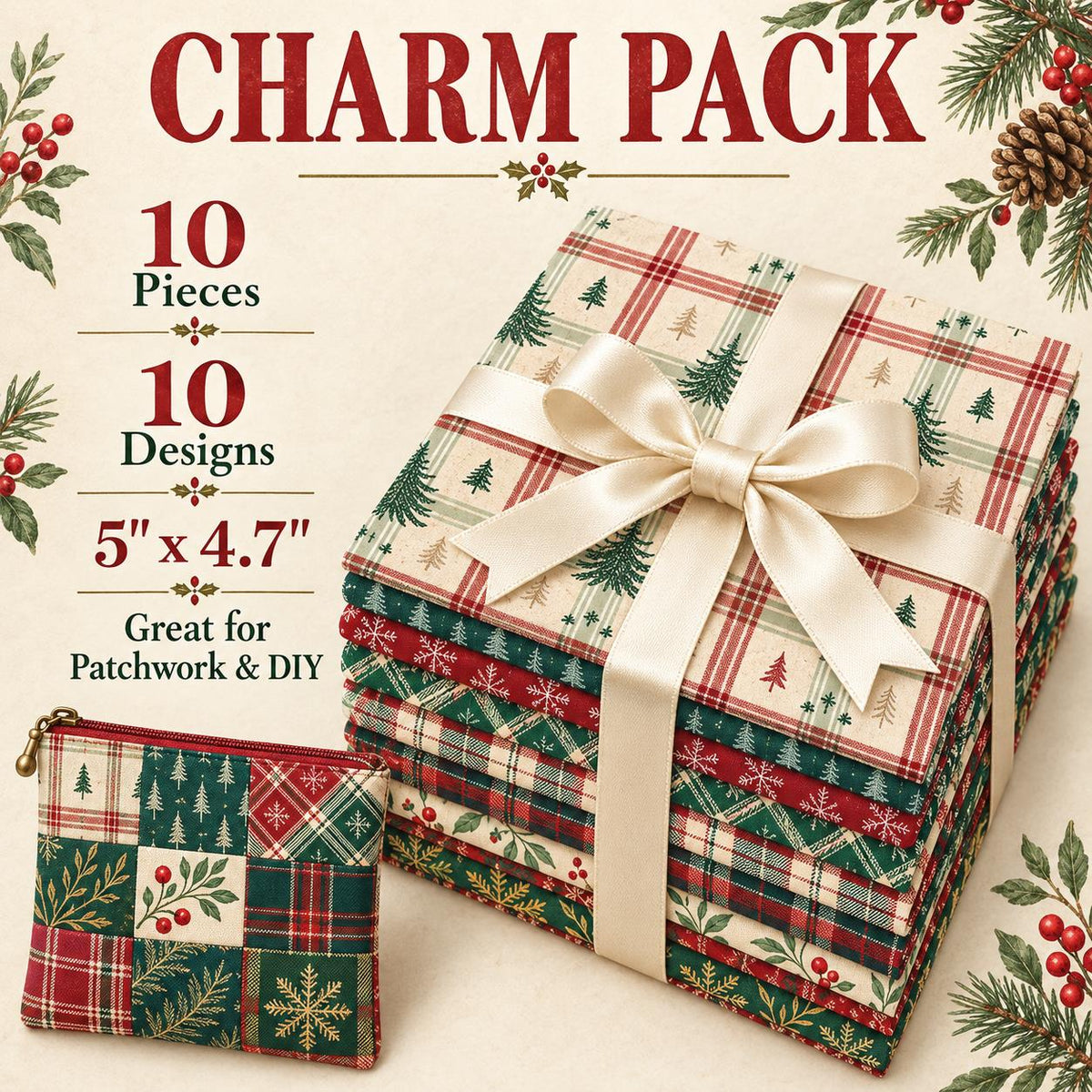 10Pc/Set Christmas Series Plaid Tree Rhombus Fat Quarter Fabric, Pre-Cut Square Fabric Assort, Fabric Set, Craft Fabric, Handmade DIY Patchwork Fabric,Home Quilting Sewing Fabric, Packaging Fabric, Scrapbooking Craft Hobbyist