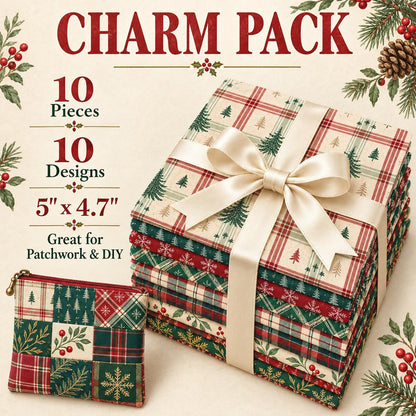10Pc/Set Christmas Series Plaid Tree Rhombus Fat Quarter Fabric, Pre-Cut Square Fabric Assort, Fabric Set, Craft Fabric, Handmade DIY Patchwork Fabric,Home Quilting Sewing Fabric, Packaging Fabric, Scrapbooking Craft Hobbyist