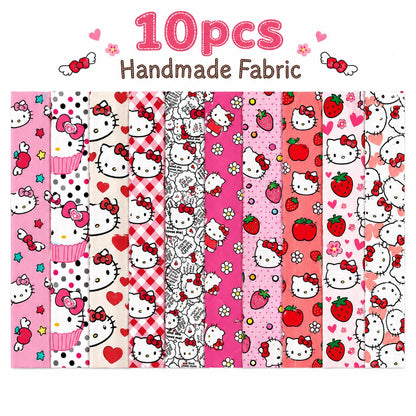 10pcs Vintage Kuromi Hello Kitty Halloween Pattern Jelly Roll Fabric Strips 2.5X19.7inch Pre-cut 100% Polyester for Patchwork Quilts, Table Runners, Placemats, Tote Bags, Storage Pouches, Makeup Bags, Coasters, Quilt Blocks & Binding