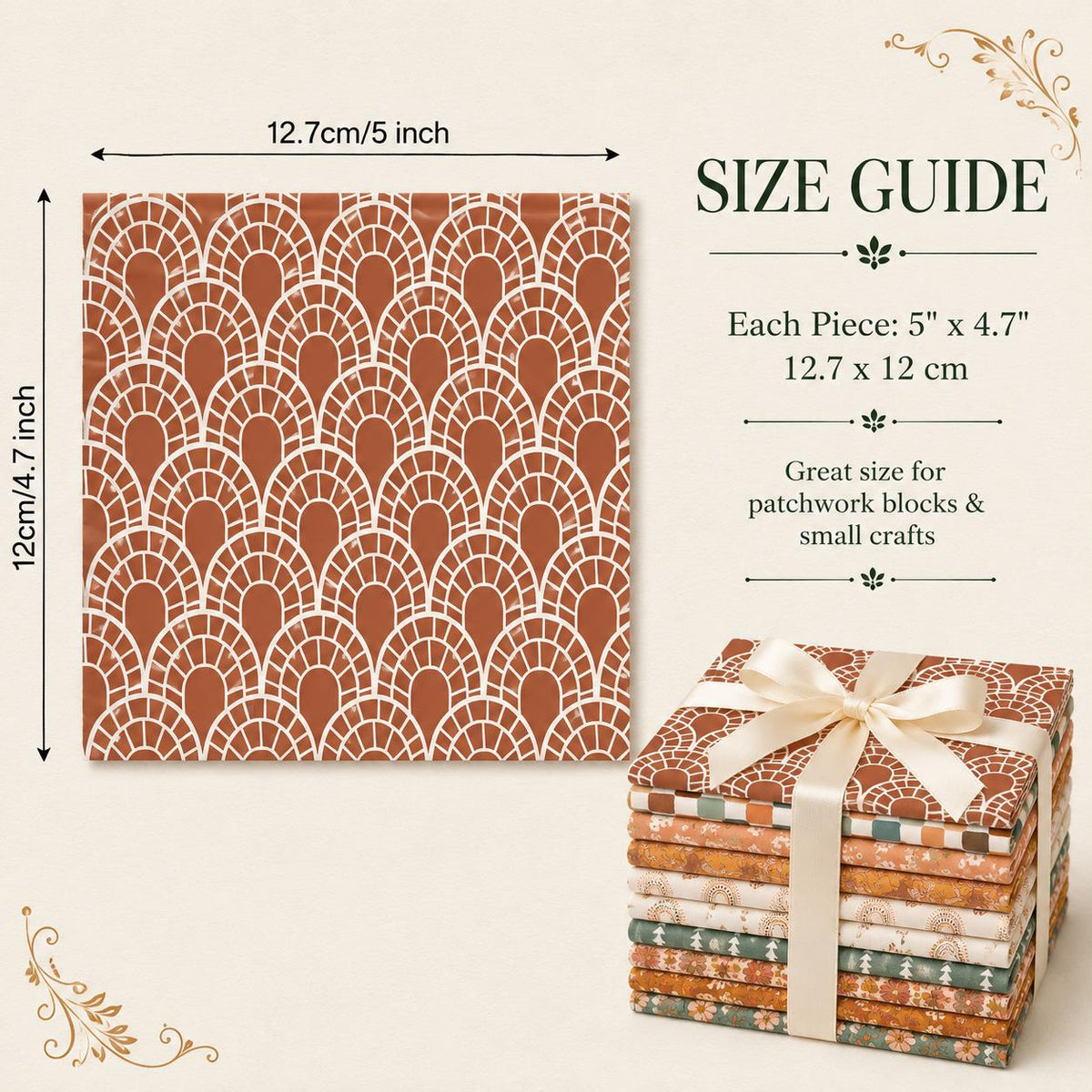 10pcs Charm Pack Set Floral Autumn Pattern 100% Polyester Patchwork in 10 Design Styles, Ready-to-Sew Without Cutting, Suitable For Patchwork Wallet Making Gift Giving Tote Bags Coasters DIY Craft Projects