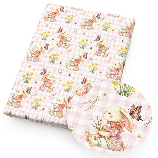rabbit bunny butterfly flowerfloral plaid grid fabric