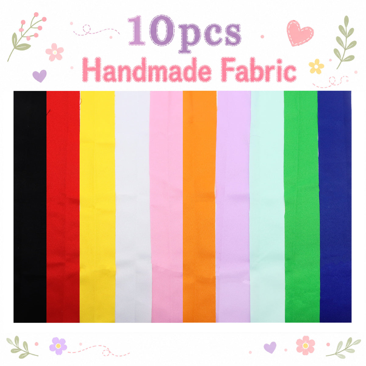10pcs/Set, Making 10 Images 1pc Each, Each Size: 2.48*19.69inch Plain Solid Pattern Sliced Fabric Set Style Combination, Polyester Jelly Roll Fabric Strips, Pre-Cut Quilting Squares, for Quilting DIY, Handicrafts And Sewing, Blankets, Rugs